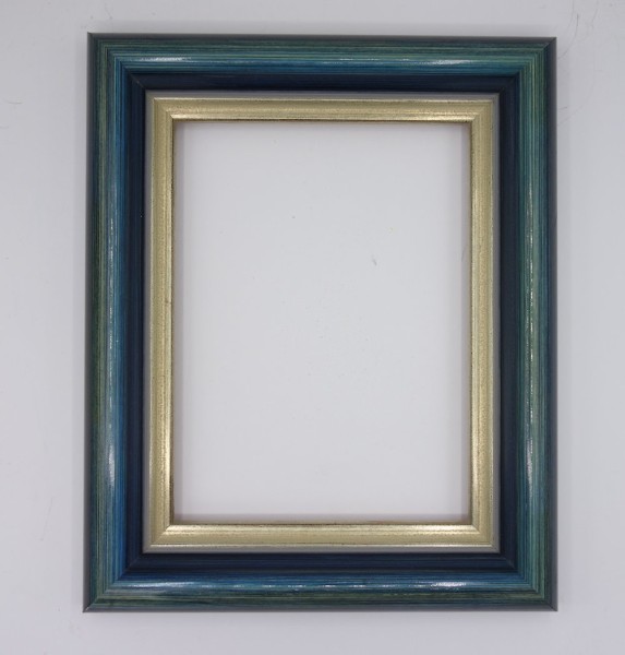 Leerrahmen Blau schattiert mit Silberkante 18,5 x 24 cm Falzmaß