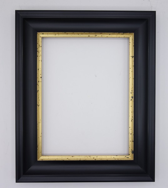 Leerrahmen schwarz lackiert mit Goldkante 18,5 x 24,5 cm Falzmaß