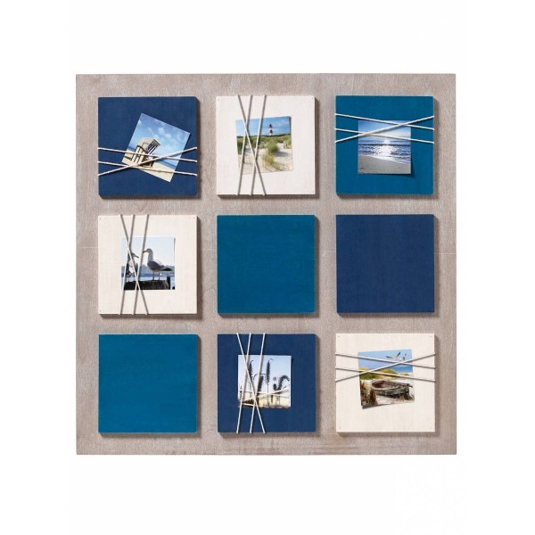 Galerierahmen La Casa, blau / grau / cremeweiß mit Kordelhalterung