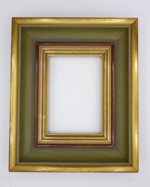 Leerrahmen dunkelgrün, beidseitig gold 13,5 x 19 cm Falzmaß