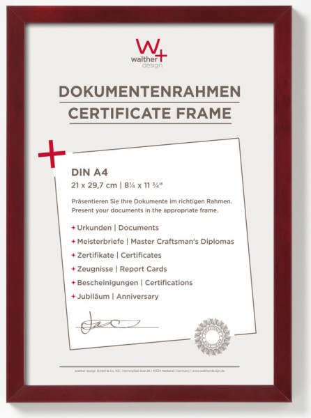 Urkundenrahmen Caspar edel Zertifikat Meisterbrief für DIN A4 Dokumente 